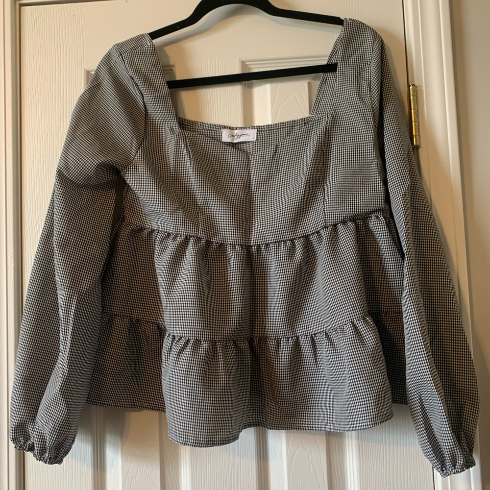 Carly Jean Los Angeles Maisie Top Black and Taupe